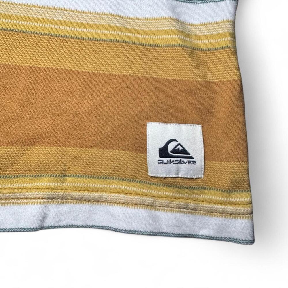 Quiksilver VTG 2000s Mustard Vertical Stripe Indie Skate Grunge T-Shirt — SMALL - Picture 4 of 5